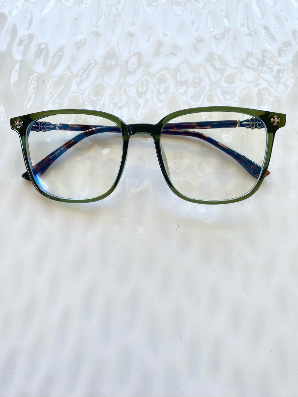 Green and Tortoise Blue Blocker Glasses - Picture 3 of 7